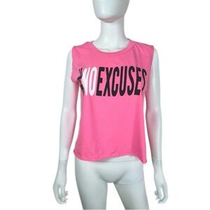 On Fire Pink #No Excuses Cut-Off Muscle Tank Cropped Top